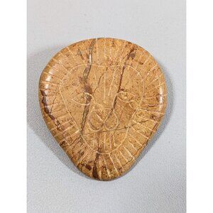 Brown Stone Carved Style Lion Big Cat Pin Brooch